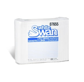 White Swan Dinner Napkin White 1/8 Fold 2 Ply 15" x 16"