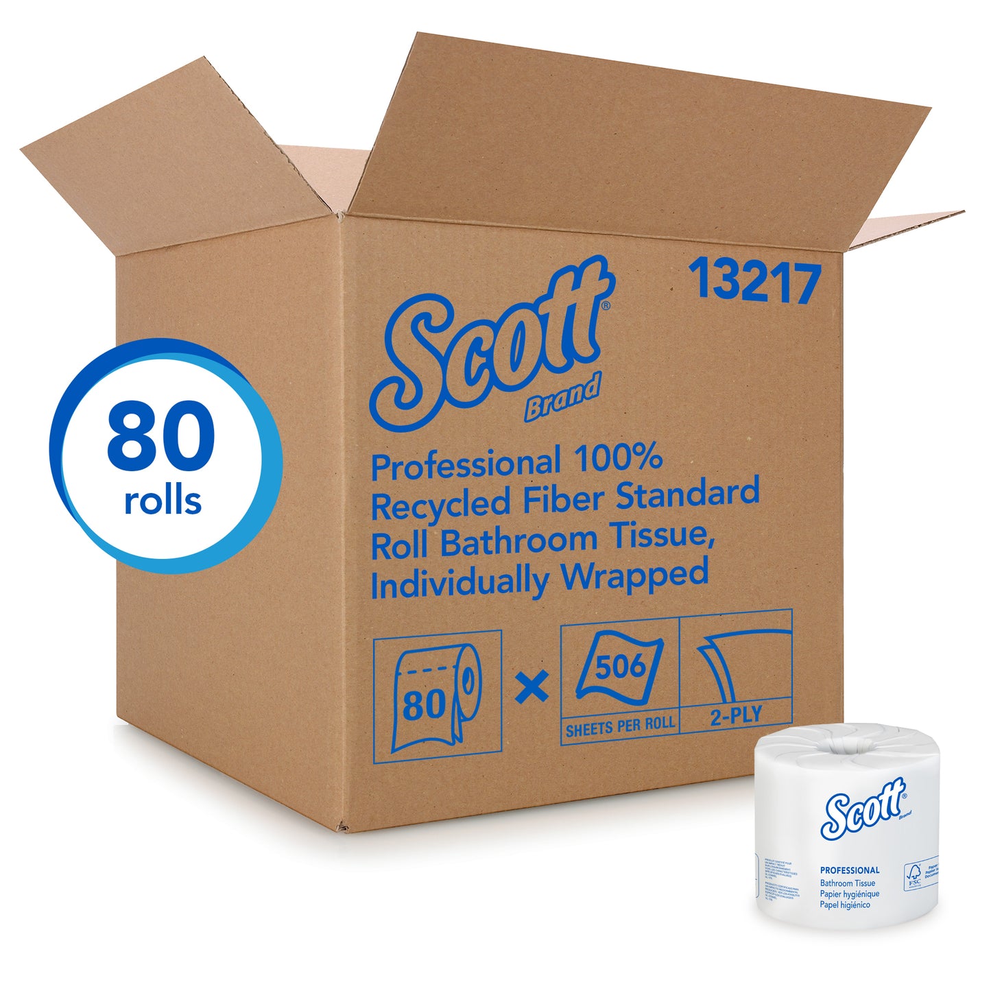 Scott Standard Roll Bathroom Tissue White 4.1" x 4.0" 473 SHTS 100% RF