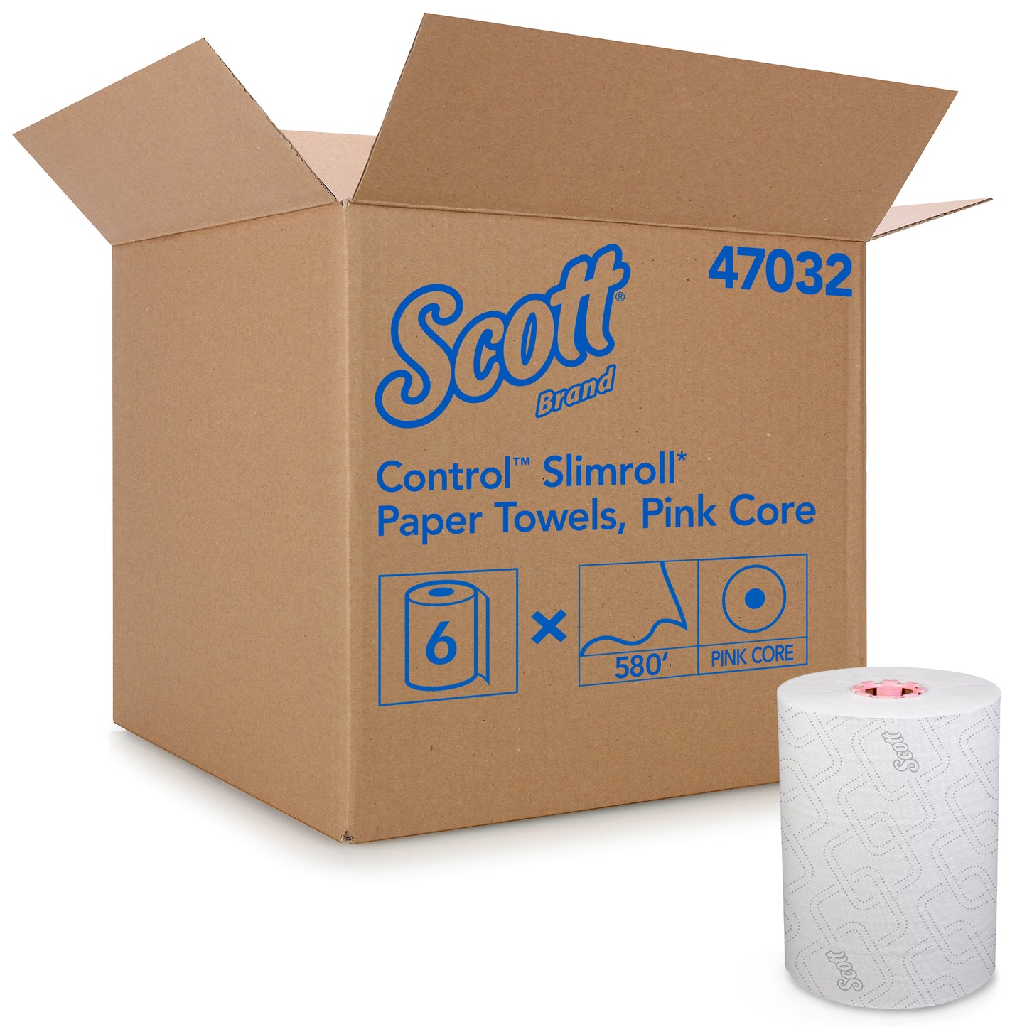 Scott Slimroll Hard Roll Towel White 8.0" x 580' (Pink Core)