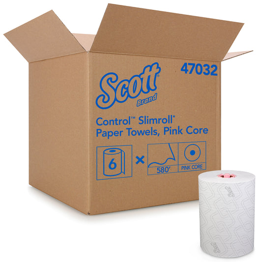 Scott Slimroll Hard Roll Towel White 8.0" x 580' (Pink Core)