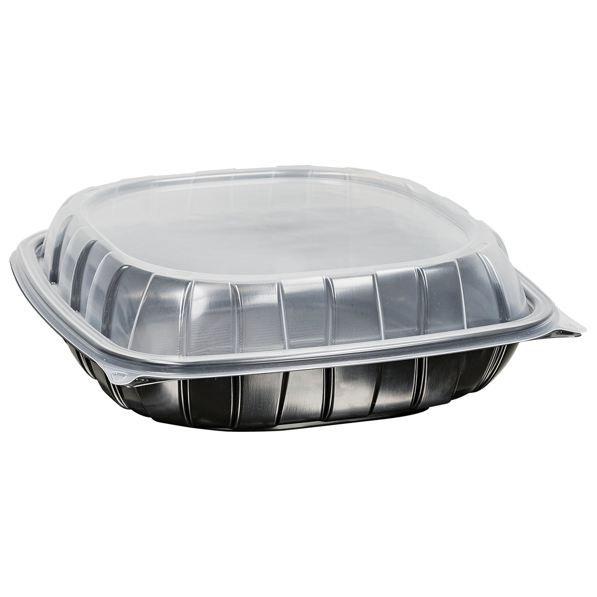 Rigid 1 Cell Carry Out Container Clear / Black 10" x 10" x 2.71"