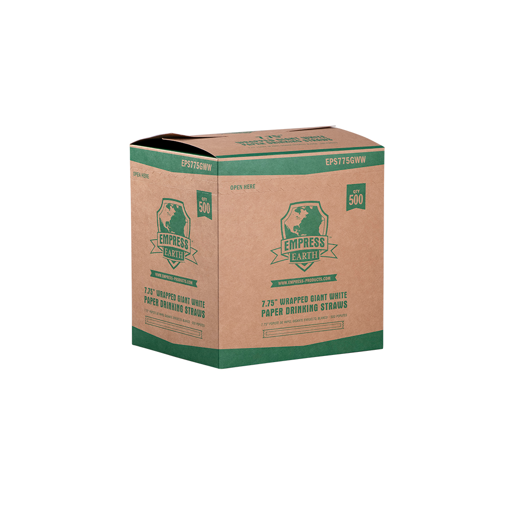 7.75" White Giant Paper Straws Wrapped