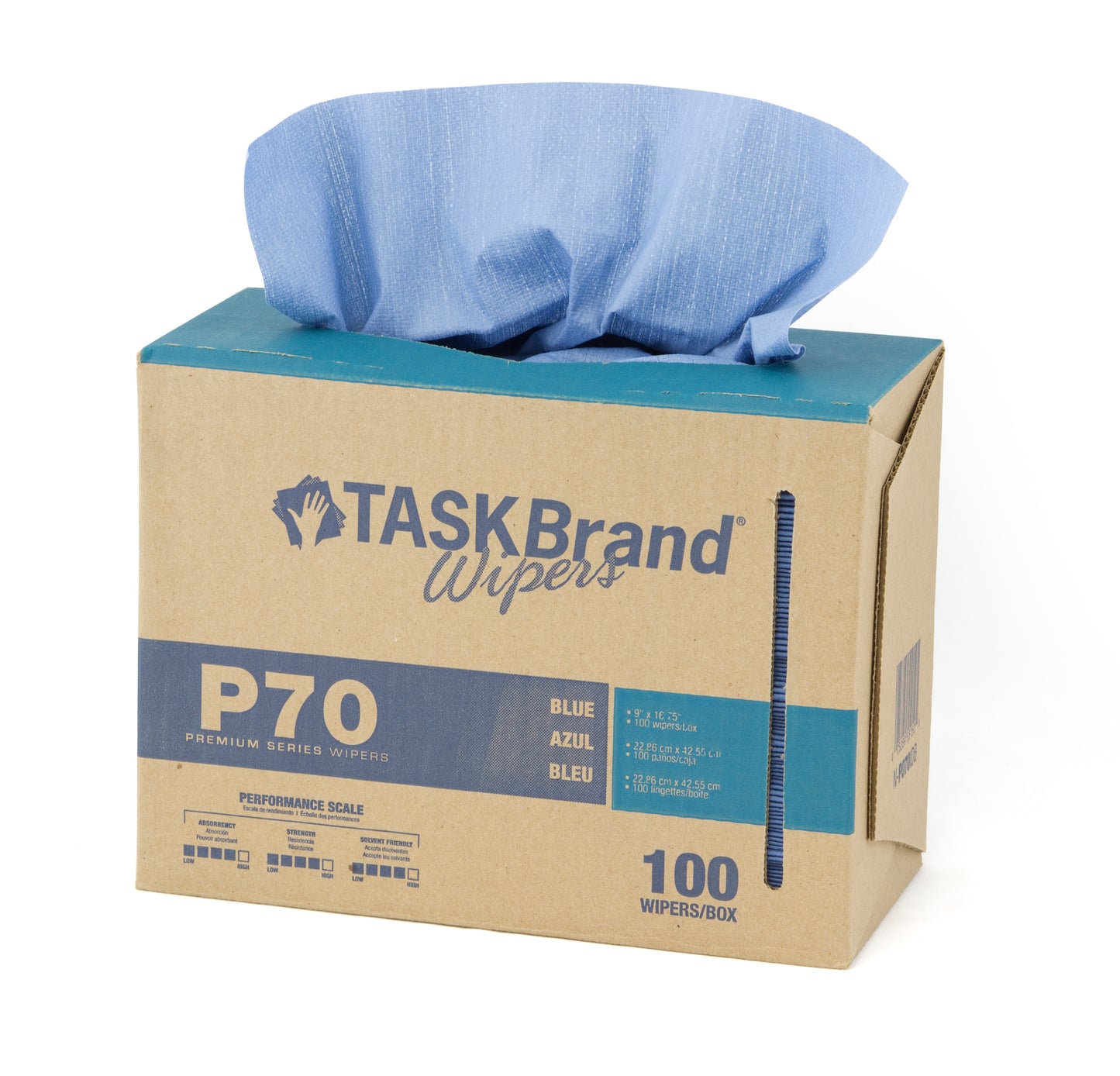 TaskBrand P70 Hydrospun Wipers Blue, 9" X 16.75"