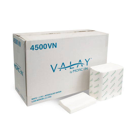 6.3" X 8.85" Valay Napkin White 2-Ply