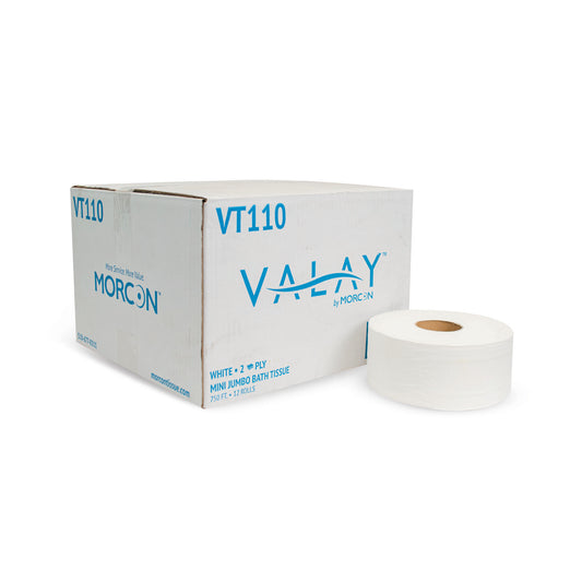 Valay Mini Jumbo Bath Tissue White 2-Ply 750' 2.3" Core
