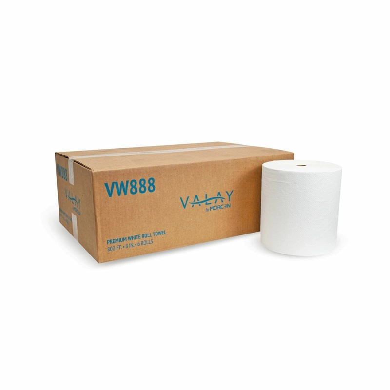 Valay Premium Roll Towel White, 1-Ply, 800'