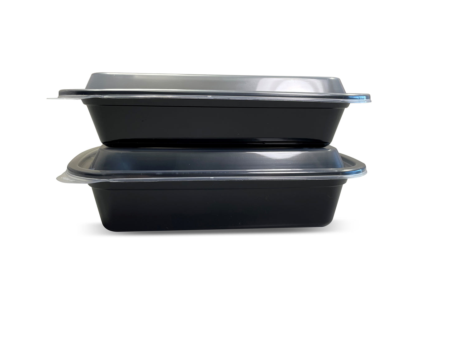 28 oz 6x8x1.5 Rectangle Container Black Base w/ Clear Lid