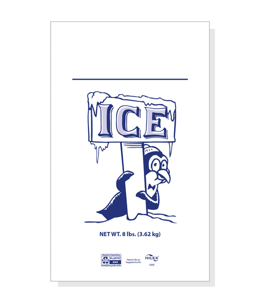 11 x 19 8# Drawstring Ice Bag LDPE Stock Print "Penguin"