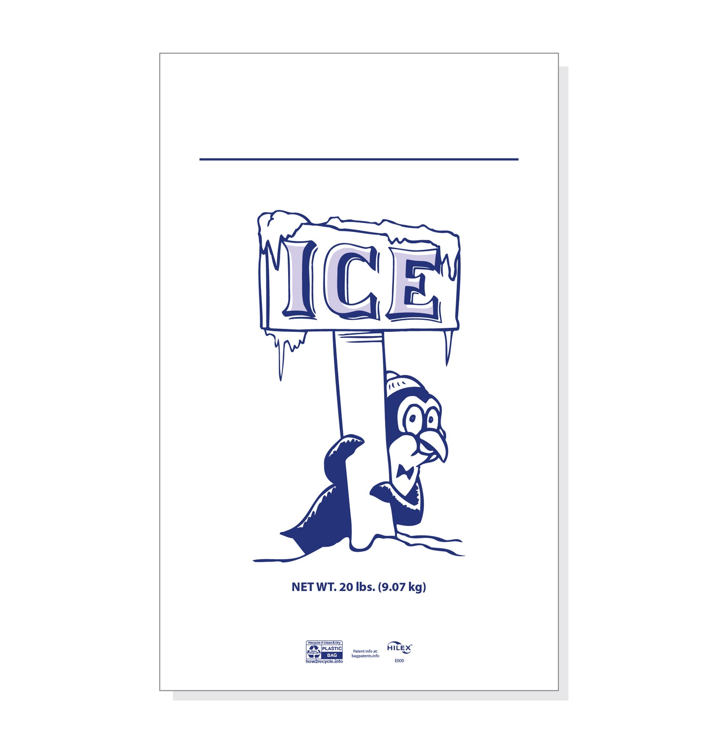 15" x 24" 20# Drawstring Ice Bags Stock Print "Penguin"