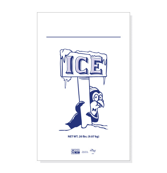 15" x 24" 20# Drawstring Ice Bags Stock Print "Penguin"