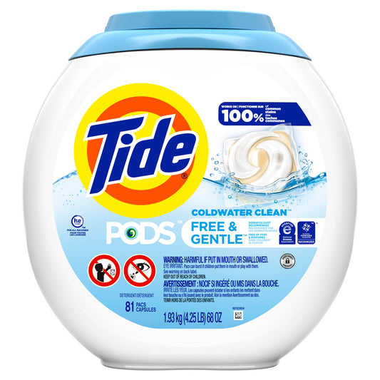 Tide PODS Liquid Laundry Detergent 81 Count Free & Gentle