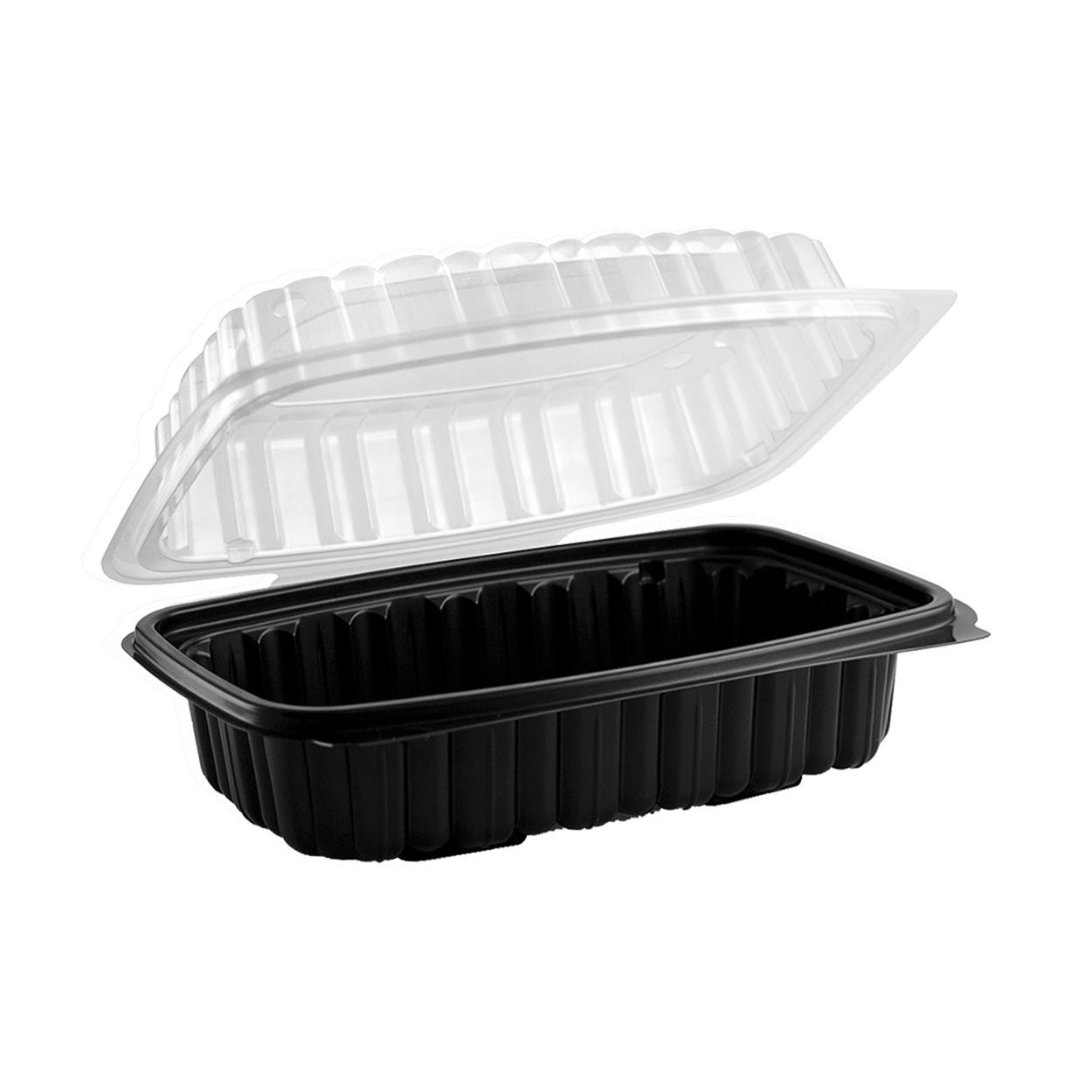 Culinary Classics Hinged Container 1-Compartment 9" x 6" Black / Clear