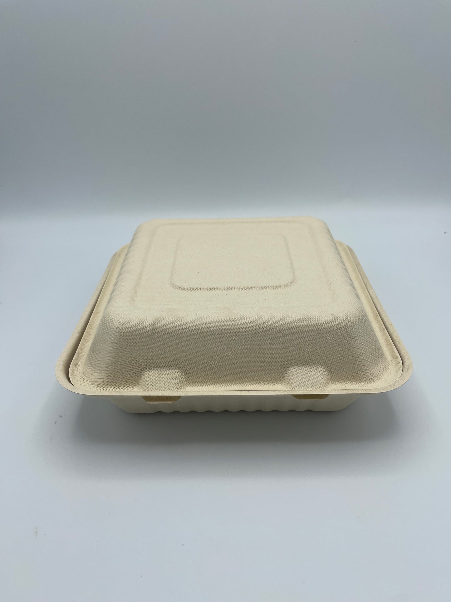 Hinged Container Molded Fiber 9"x9"x3" Natural White PFAS Free