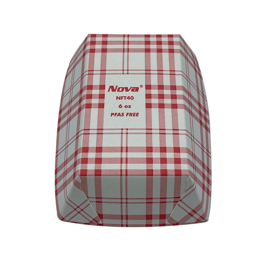 6oz Red Plaid Food Tray PFAS Tree