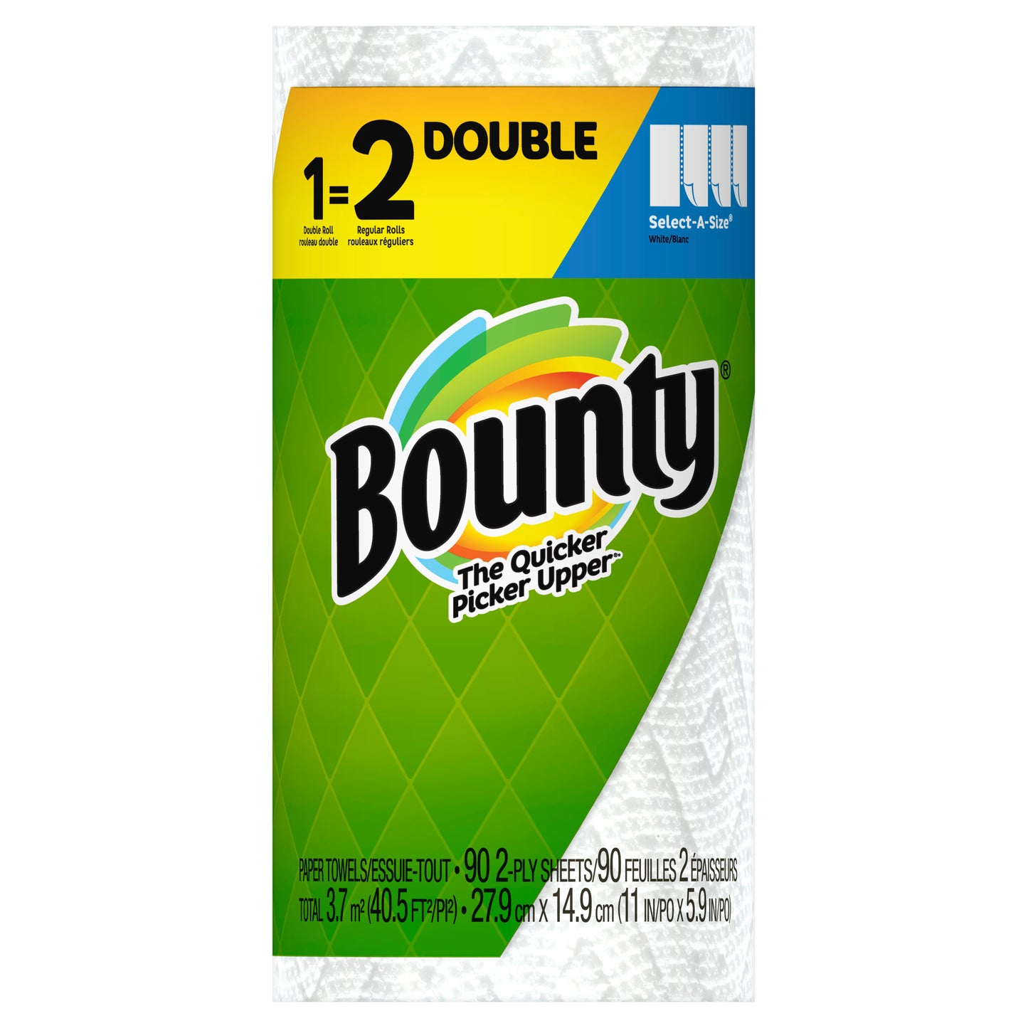Bounty Select-A-Size Paper Towels, Double Rolls White, 90 Sheets