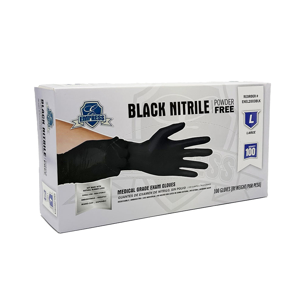 Exam Grade Nitrile Glove Black Powder Free Large