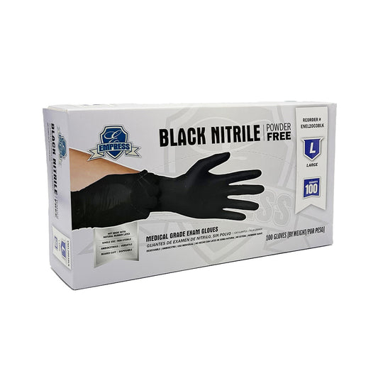 Exam Grade Nitrile Glove Black Powder Free Large