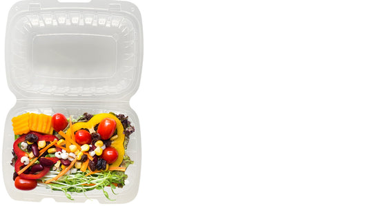 PP Hinged Container Vented Clear 9" x 9" 3 Compartment