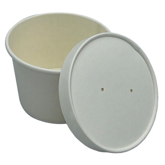 Paper Food / Soup Container w/ Lid 12 oz White Combo