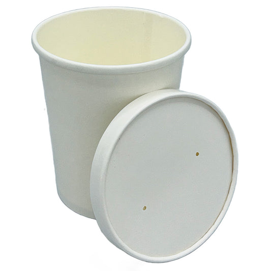 Paper Food / Soup Container w/ Lid 32 oz White Combo