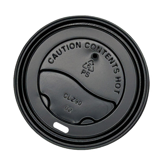 Travel Lid PS for Paper Hot Cup 10-24oz Black , 90mm