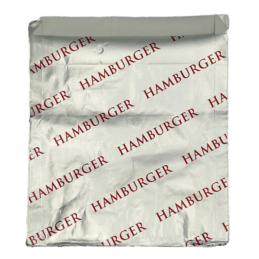 Foil/Paper Bag, 6.5 mic "Hamburger" Print 6"x0.75" 6.5"