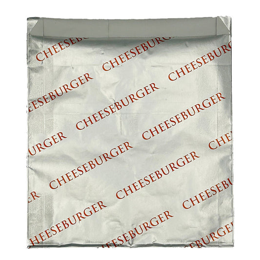 Foil/Paper Bag, 6.5 mic "Cheeseburger" Print 6"x0.75"x6.5"