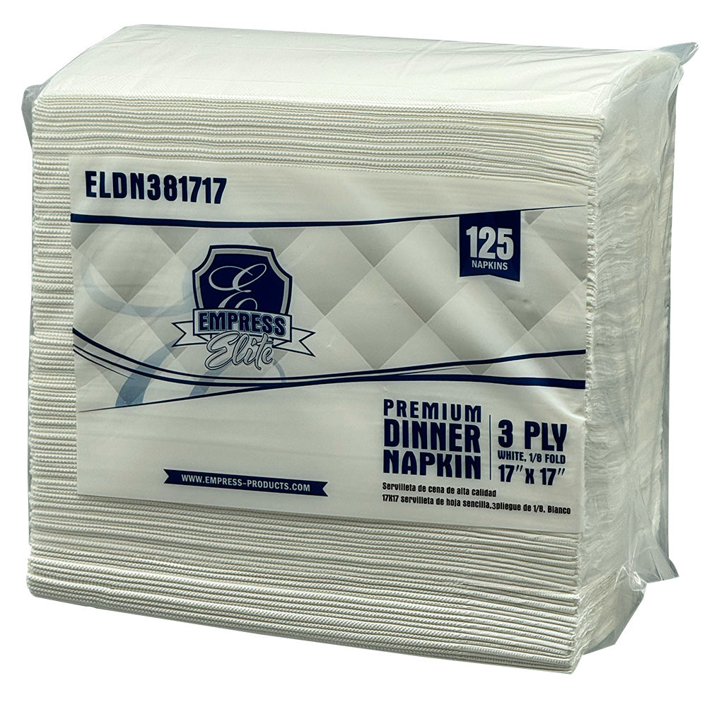 3-Ply Dinner Napkin 17" x 17", White, 1/8 Fold