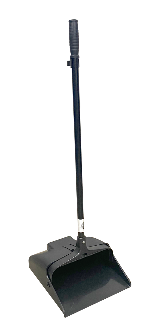 Lobby Dust Pan w/ 36" Metal Handle Black
