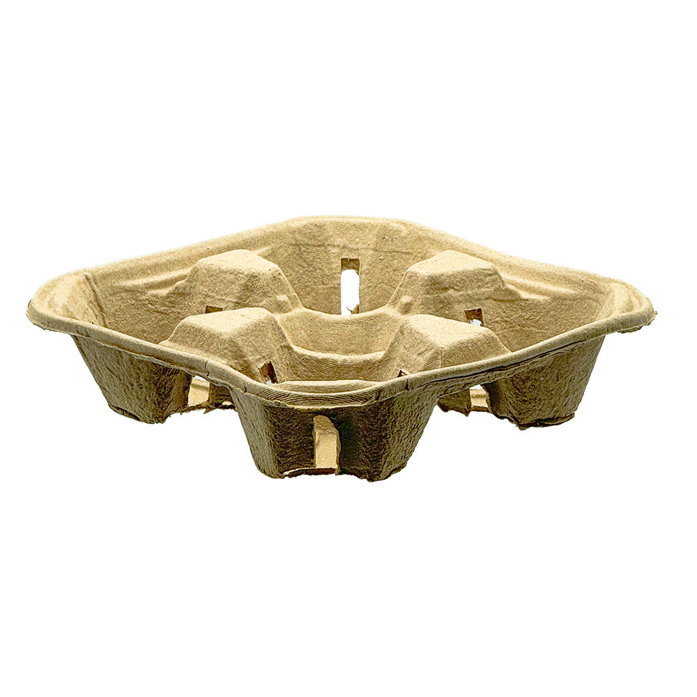 Pulp 4 Cup Carrier 8oz- 32oz, 8.74"x8.74"x2.16" Brown