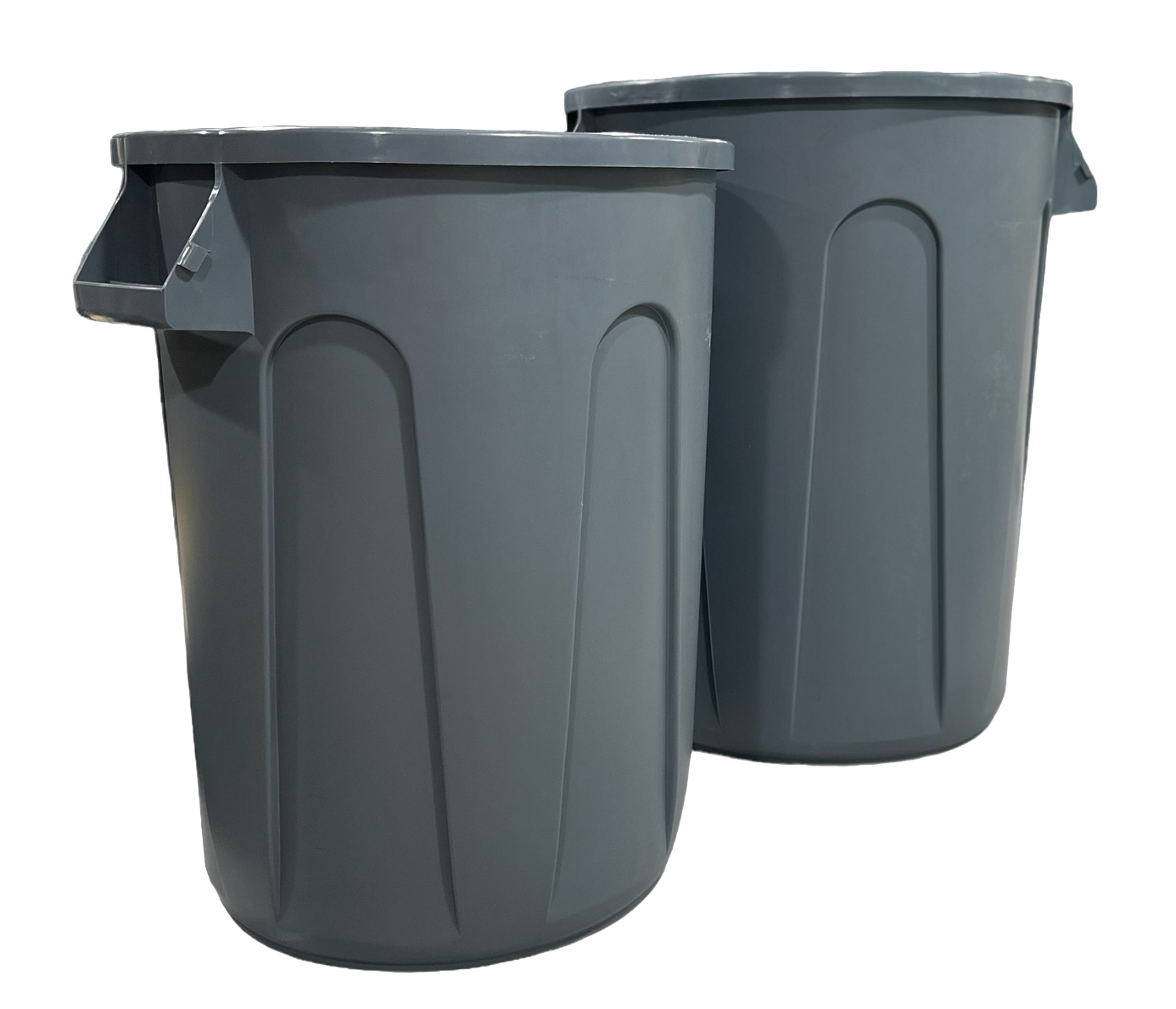 Round Waste Receptacle 32 Gallon , Gray