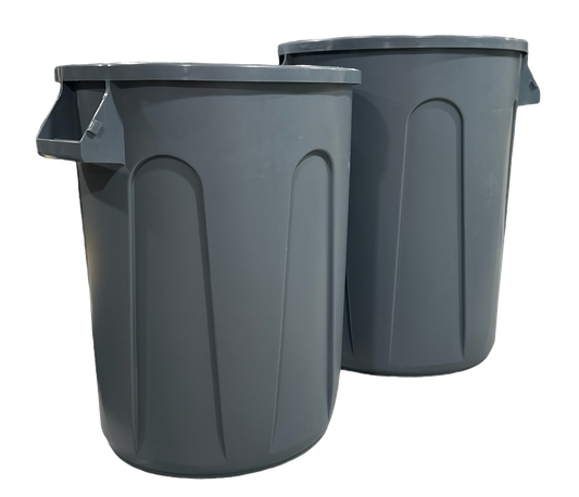 Round Waste Receptacle 32 Gallon , Gray