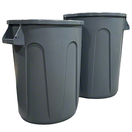 Round Waste Receptacle 44 Gallon , Gray