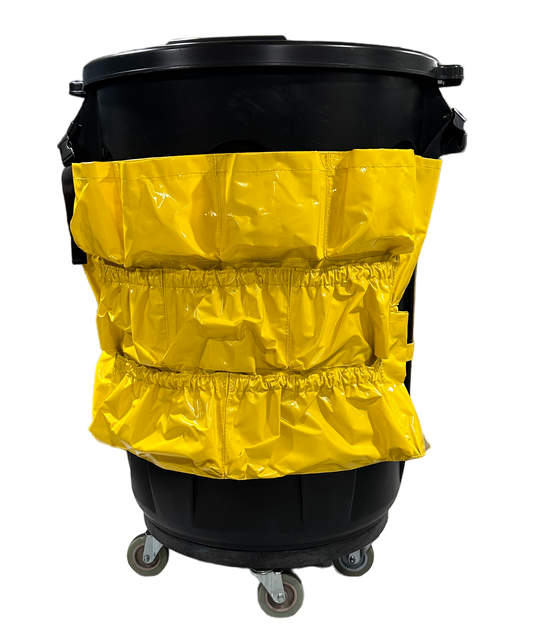 Caddy Bag For Waste Receptacle Yellow Fits 32 & 44 , Vinyl Coating