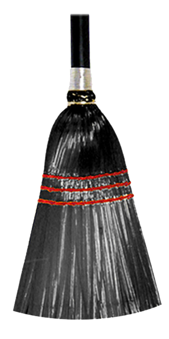 Black Plastic Lobby Broom Poly 3 Stitch 40" X  13/16" Handle