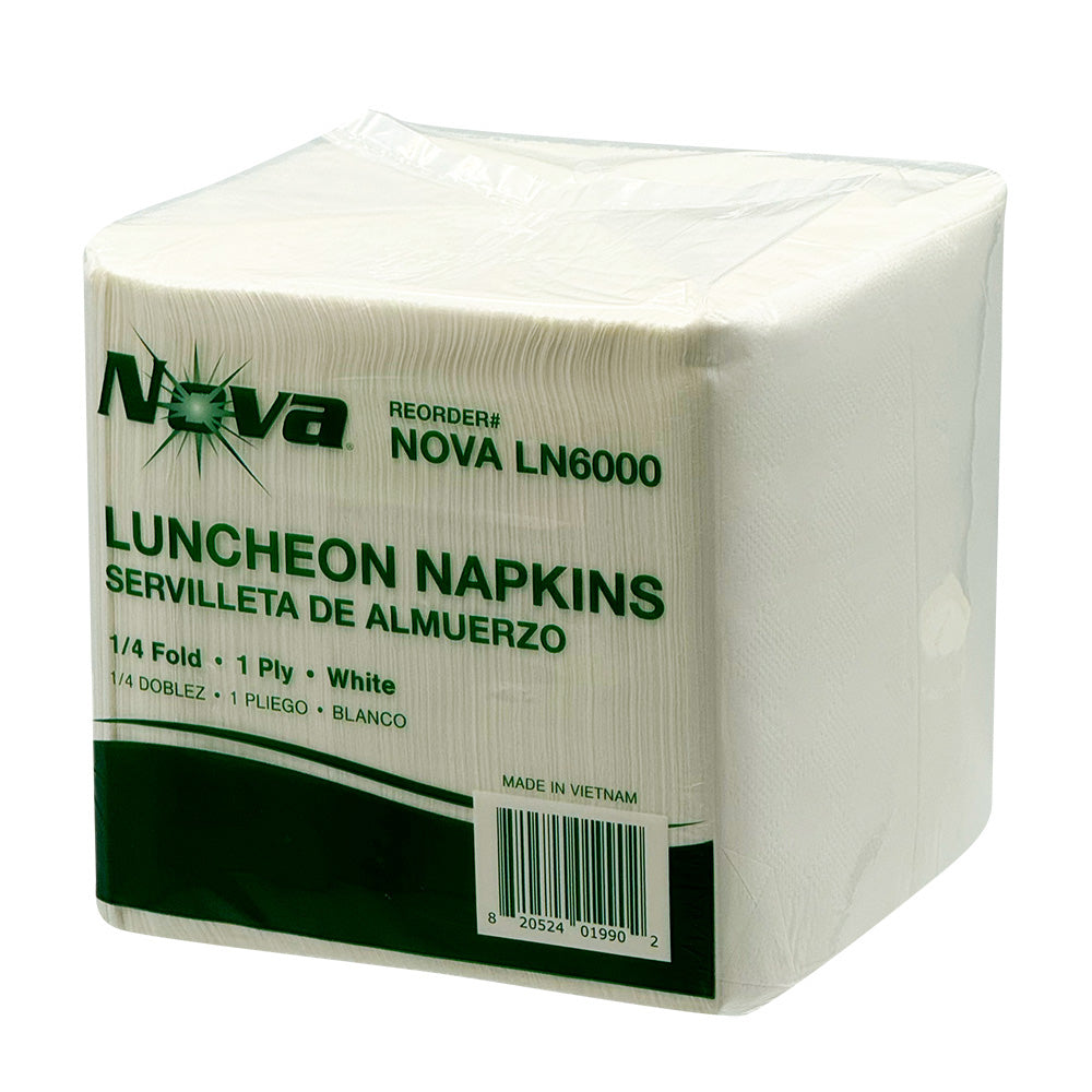 1-Ply Luncheon Napkin 11.8 x 11.8, White, 1/4 Fold