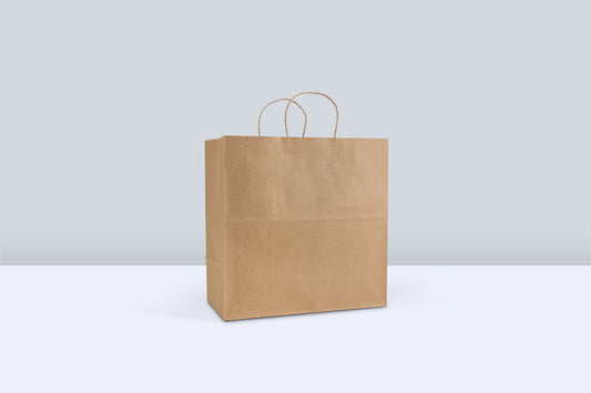 Reddi-2-Go Twist Handle Paper Bag 13" x 7" x 13" , Kraft , 65#