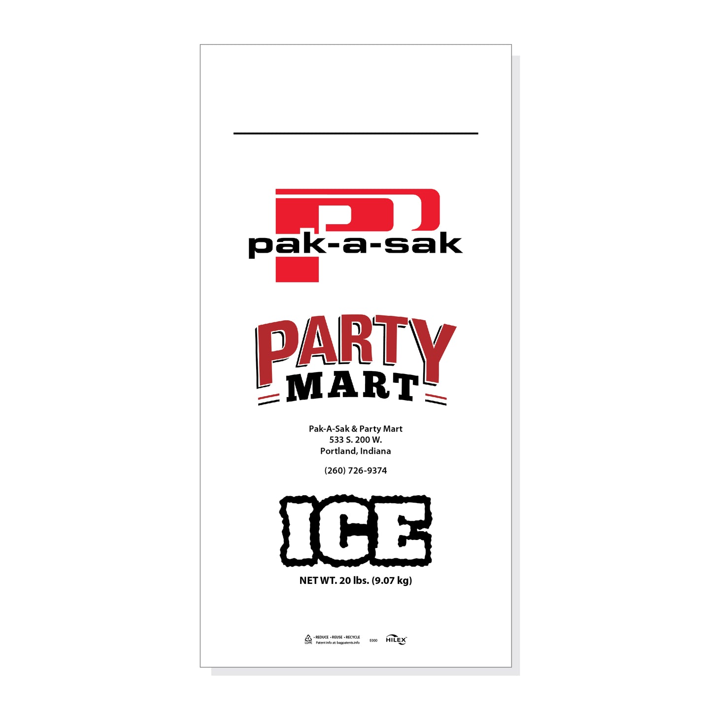 14 x 28 20# Drawstring Ice Bag Stock Print "Pak a Sak"