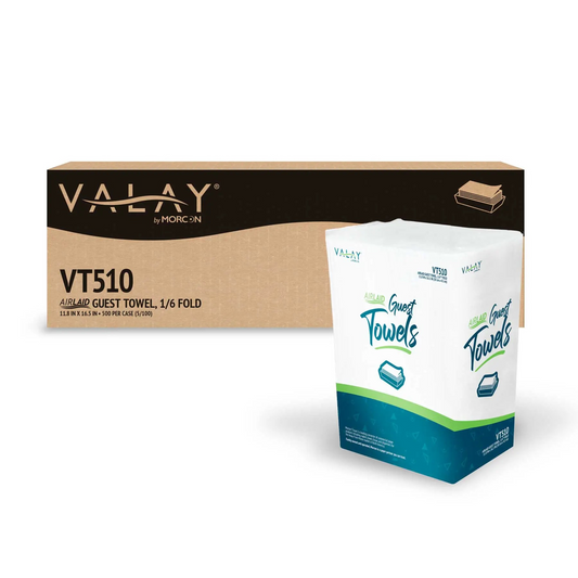 11.81" x 16.53" Valay Guest Towel Airlaid, White, 1-Ply, 1/6 Fold