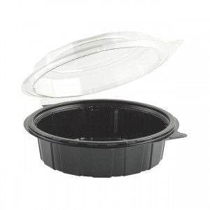 7.5" Diameter 3" Deep Black Base Clear Tear-Away Dome Hinged Cont