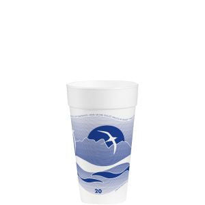 Horizon Foam Cup 20oz  White w/ Blueberry Print