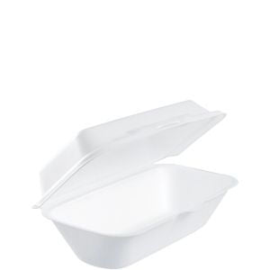 Foam Hoagie Cont w/ Removable Lid 9 3/4 x 5 1/4 x 3 1/4 White