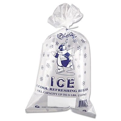 10# "Penguin" ICE Bag 12x21 1.5mil CLEAR w/twist ties