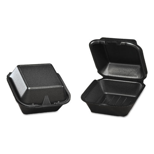 Large Hinged Sandwich Container 5-13/16"x5-11/16"x3-1/8" Black Foam