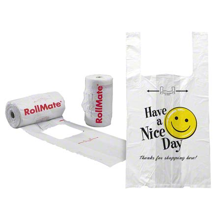 RollMate Happy Face Large T-Sack 11" x 6.5" x 22" , HDPE