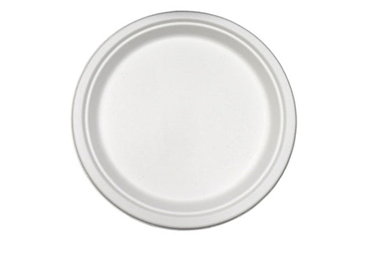 6" Heavy Weight Plate Natural White Bagasse