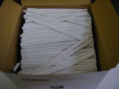 4" x 3/16" White Twist Tie Paper with Single Wire