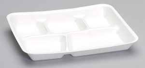 5 Compartment Serving tray 10-3/8"x8-3/8x1-3/16 White Foam