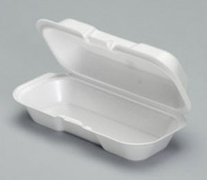 Hot Dog Foam Hinged Container 7.38" x 3.56" x 2.25" White