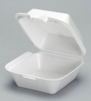 Large Hinged Sandwich Container 5-13/16"x5-11/16"x3-1/8" White Foam